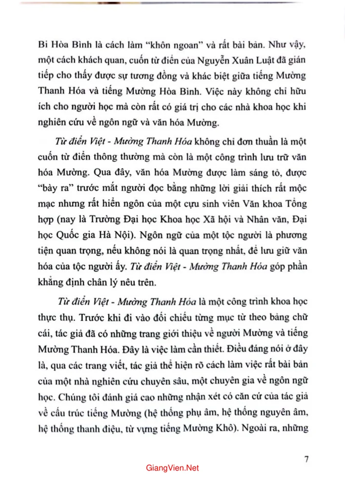 Trang 3 - Ảnh minh họa nội dung sách Từ điển Việt Mường Thanh Hóa