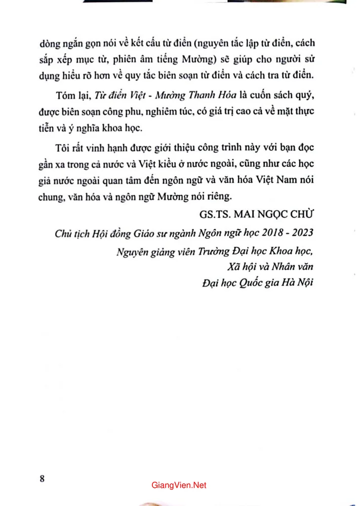 Trang 4 - Ảnh minh họa nội dung sách Từ điển Việt Mường Thanh Hóa