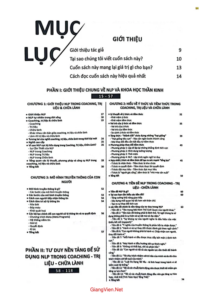 Trang 1 - Ảnh minh họa nội dung sách Làm chủ phương pháp NLP trong coaching  - trị liệu - chữa lành