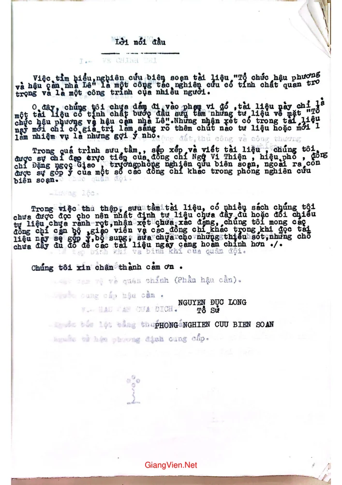 Trang 1 - Ảnh minh họa nội dung sách Một số tư liệu về tổ chức hậu phương và hậu cần nhà Lê