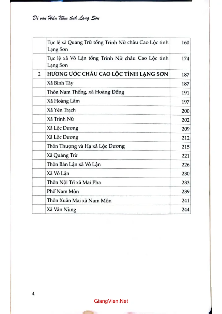 Trang 2 - Ảnh minh họa nội dung sách Di văn hán nôm tỉnh Lạng Sơn châu Cao Lộc, tục lệ hương ước