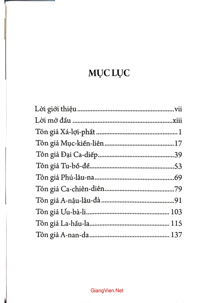 Trang 1 - Ảnh minh họa nội dung sách Thập đại đệ tử Phật Thích ca