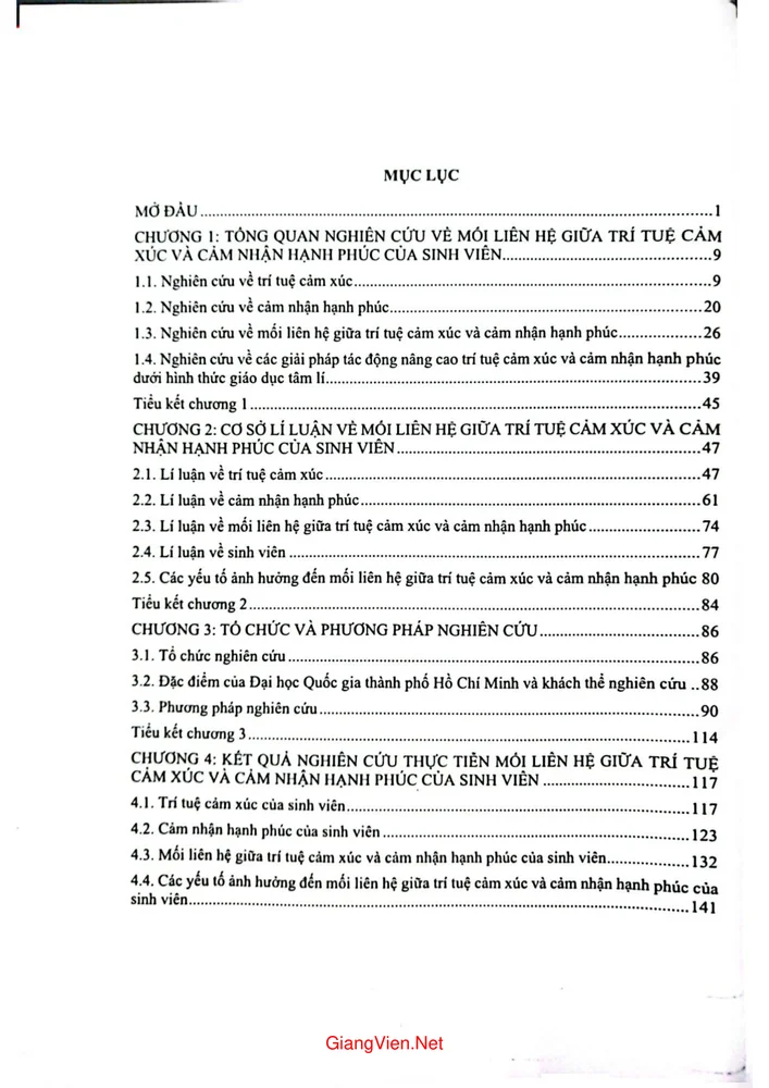 Trang 1 - Ảnh minh họa nội dung sách Mối liên hệ giữa trí tuệ cảm xúc và cảm nhận hạnh phúc của sinh viên Đại học quốc gia Thành phố Hồ Chí Minh