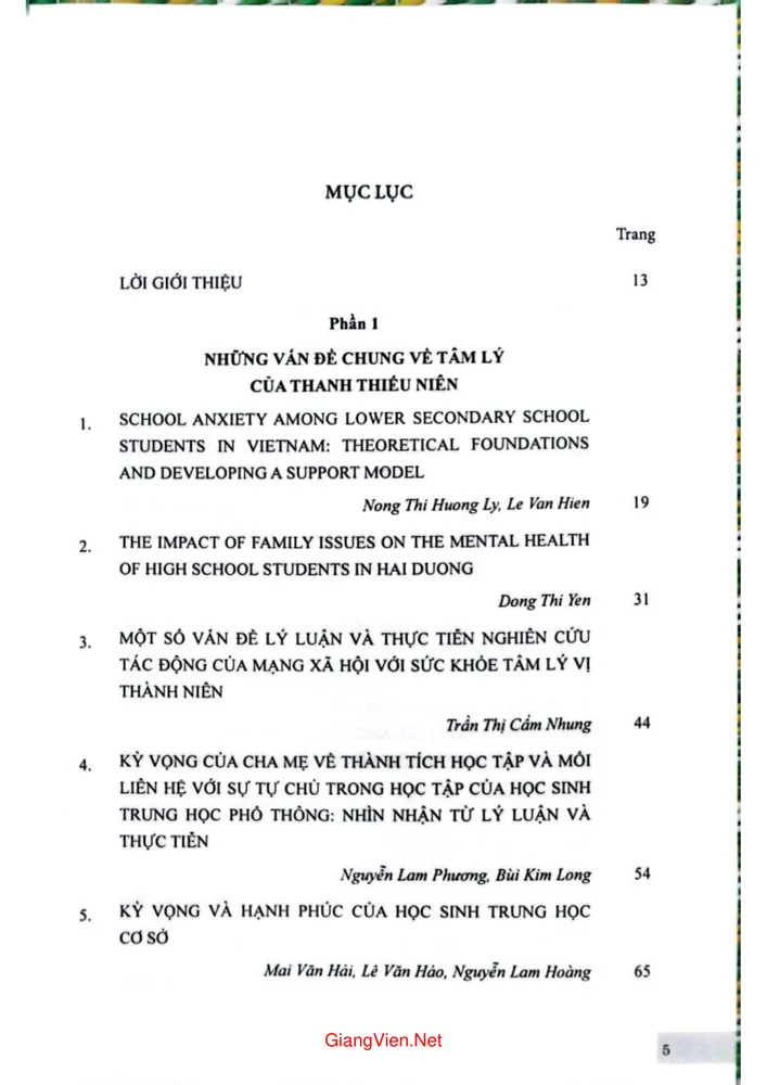 Trang 1 - Ảnh minh họa nội dung sách Kỷ yếu Hội thảo quốc tế Những vấn đề tâm lý của thanh thiếu niên trong bối cảnh hiện nay