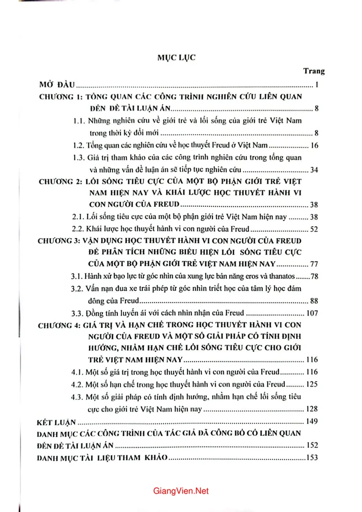 Trang 1 - Ảnh minh họa nội dung sách Lối sống tiêu cực của một bộ phận giới trẻ Việt Nam hiện nay dưới lăng kính học thuyết hành vi con người của Freud