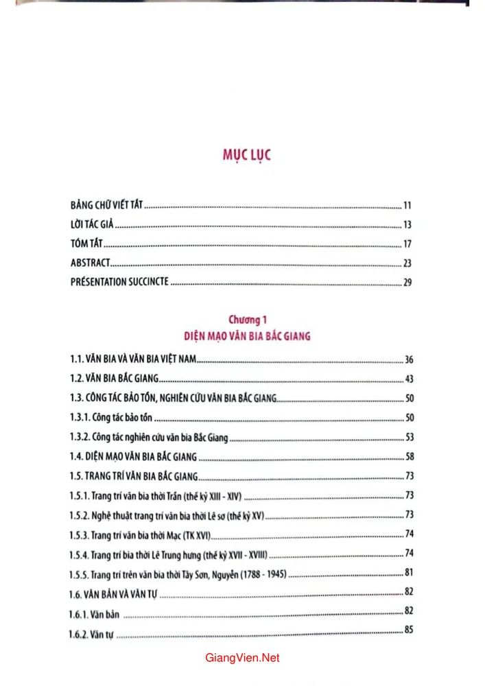 Trang 1 - Ảnh minh họa nội dung sách Văn bia Bắc Giang