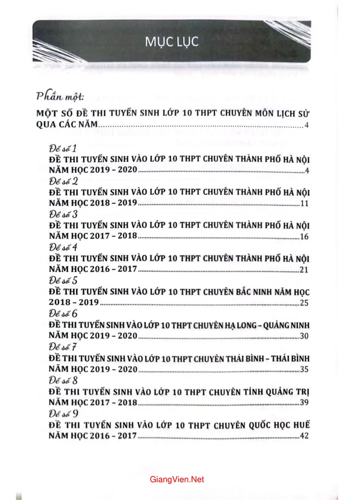 Trang 1 - Ảnh minh họa nội dung sách Bộ đề ôn luyện thi vào THPT chuyên môn Lịch sử