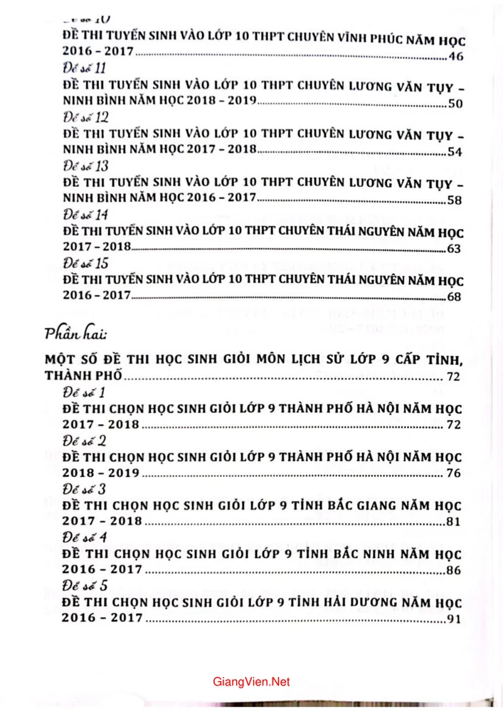Trang 2 - Ảnh minh họa nội dung sách Bộ đề ôn luyện thi vào THPT chuyên môn Lịch sử