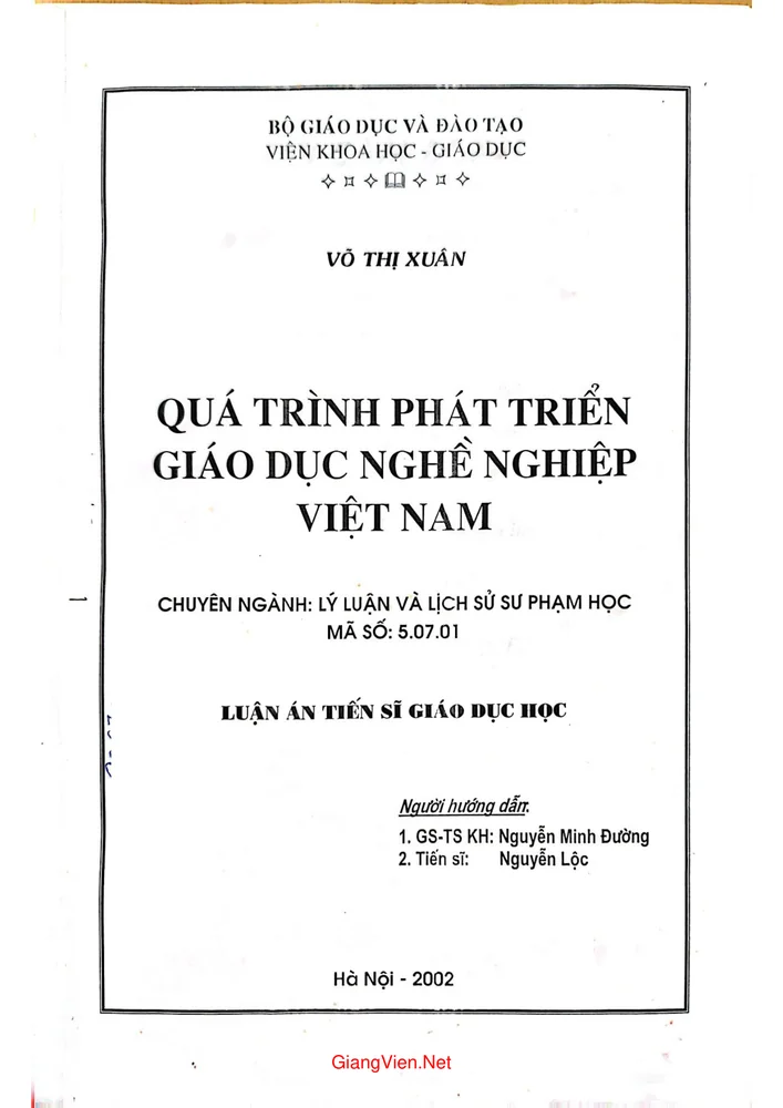 Quá trình phát triển giáo dục nghề nghiệp Việt Nam 