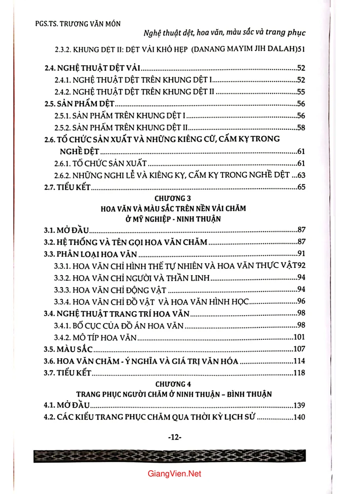 Trang 2 - Ảnh minh họa nội dung sách Nghề thủ công truyền thống Champa, nghệ thuật dệt, hoa văn, màu sắc và trang phục tập 2