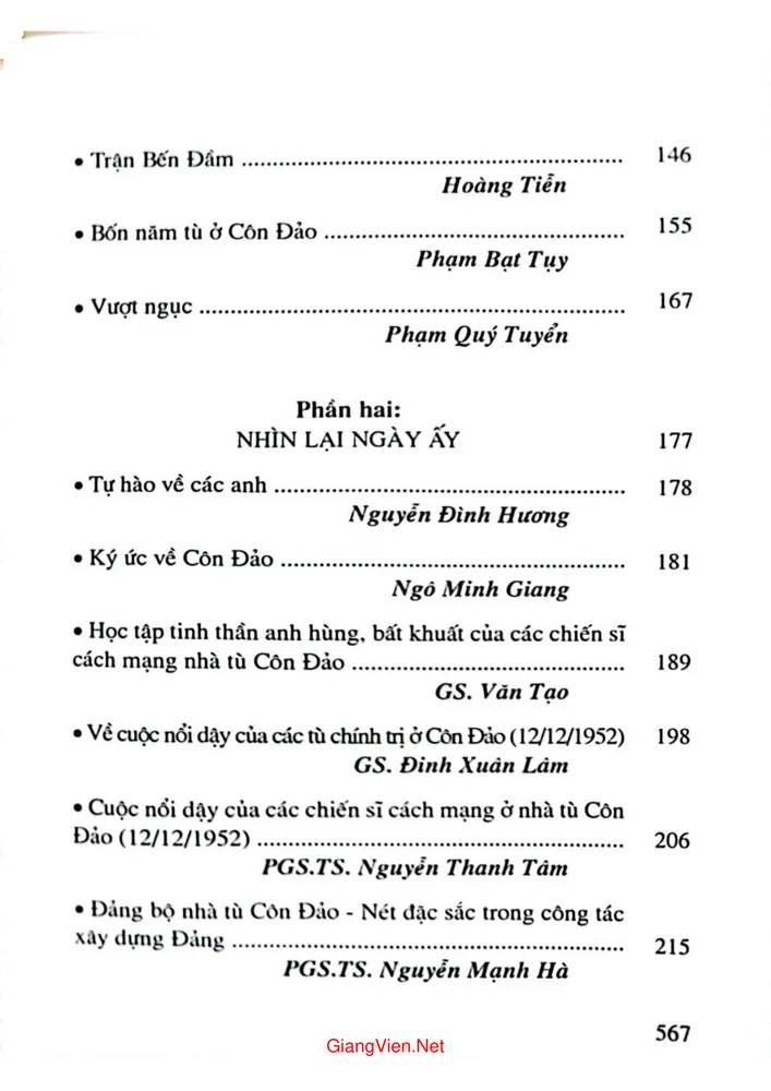 Trang 3 - Ảnh minh họa nội dung sách Kỷ yếu Hội thảo 60 năm vượt Côn Đảo từ 1952 đến 2012