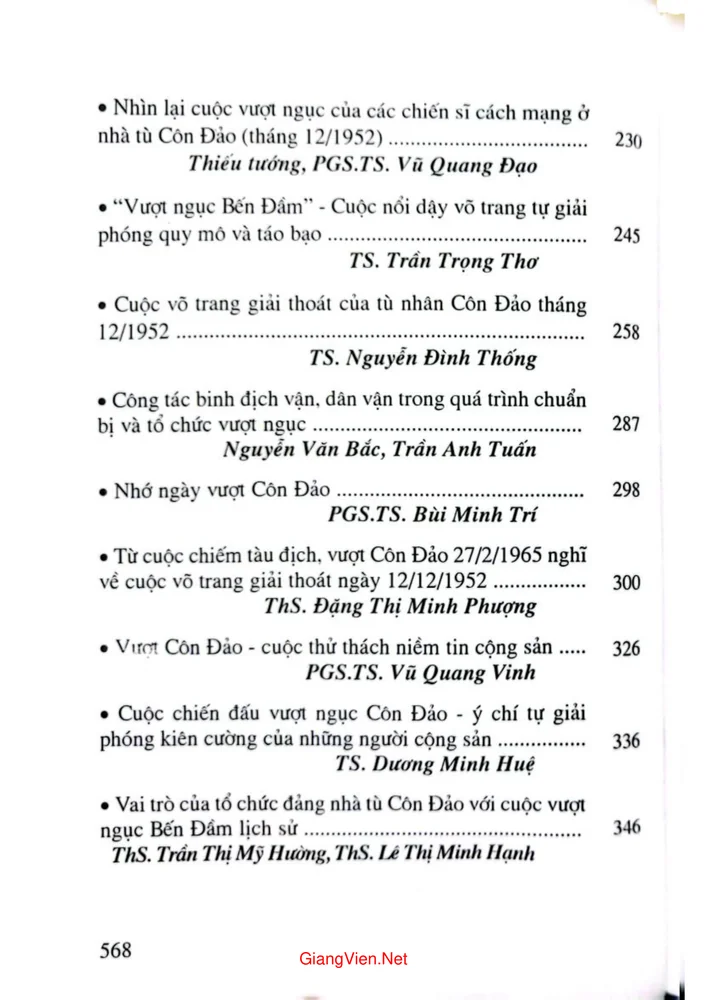 Trang 4 - Ảnh minh họa nội dung sách Kỷ yếu Hội thảo 60 năm vượt Côn Đảo từ 1952 đến 2012