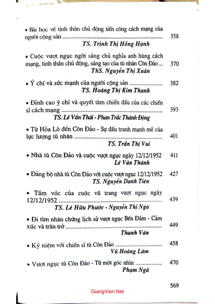 Trang 5 - Ảnh minh họa nội dung sách Kỷ yếu Hội thảo 60 năm vượt Côn Đảo từ 1952 đến 2012