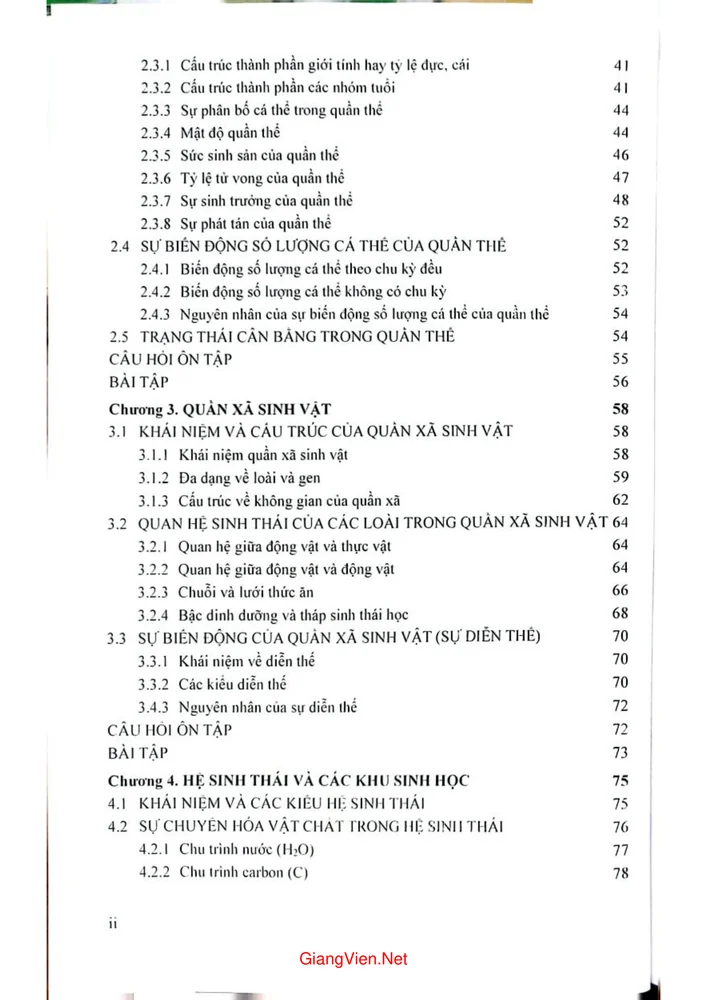 Trang 2 - Ảnh minh họa nội dung sách Giáo trình sinh thái môi trường