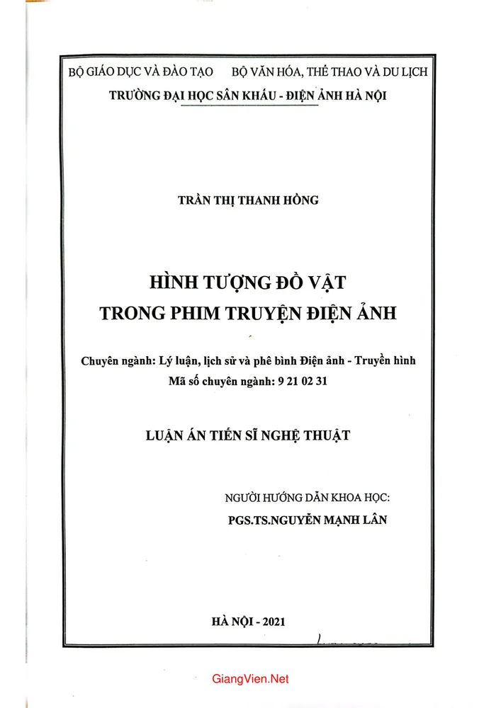 Hình tượng đồ vật trong phim truyện điện ảnh