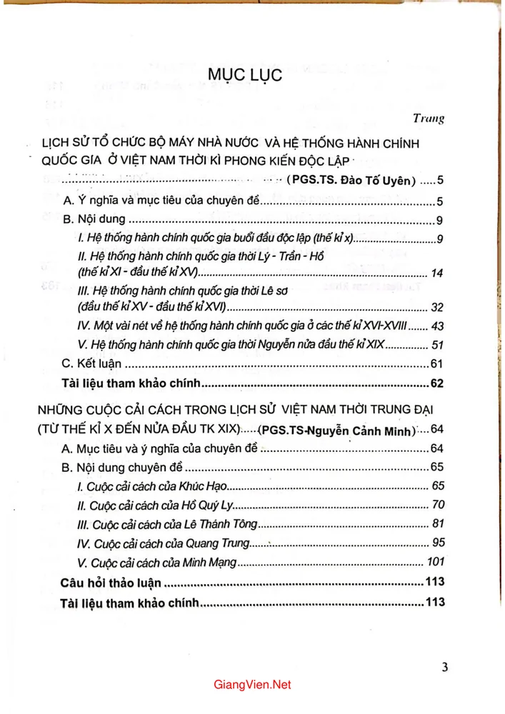 Trang 1 - Ảnh minh họa nội dung sách Một số chuyên đề lịch sử cổ trung đại Việt Nam