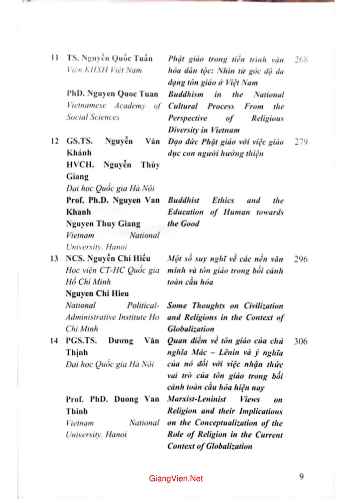 Trang 3 - Ảnh minh họa nội dung sách Văn hóa tôn giáo trong bối cảnh toàn hóa