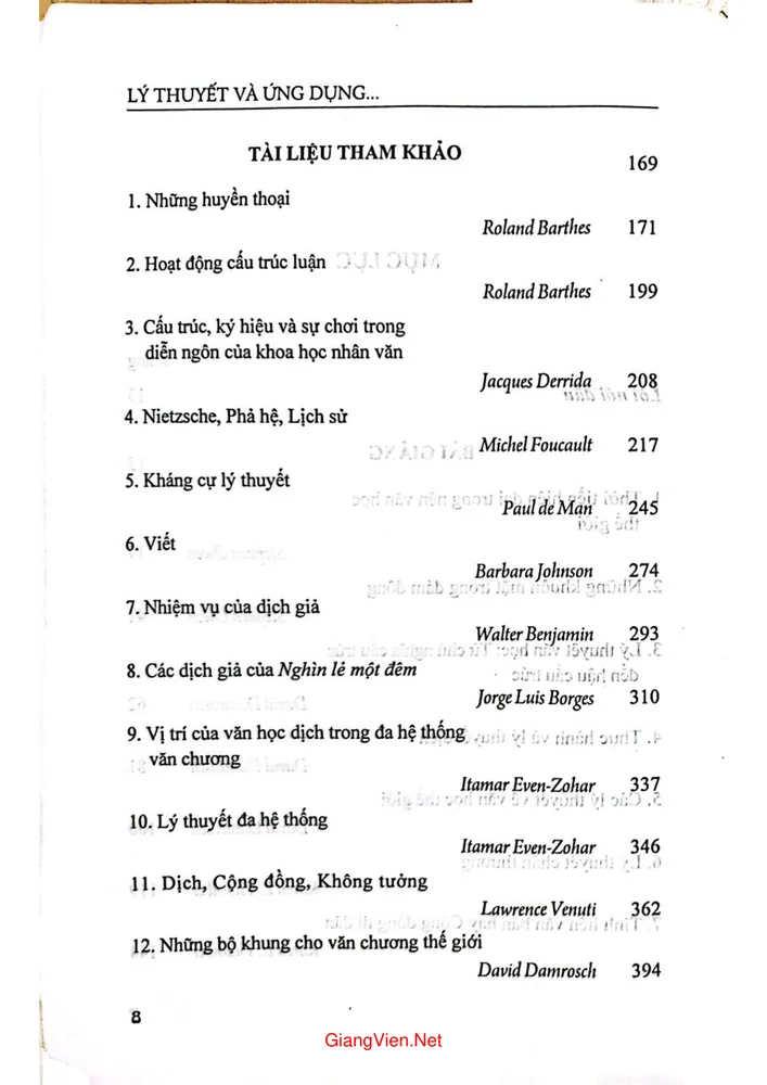 Trang 2 - Ảnh minh họa nội dung sách Lý thuyết và ứng dụng lý thuyết trong nghiên cứu văn học (Tập bài giảng và tài liệu tham khảo)