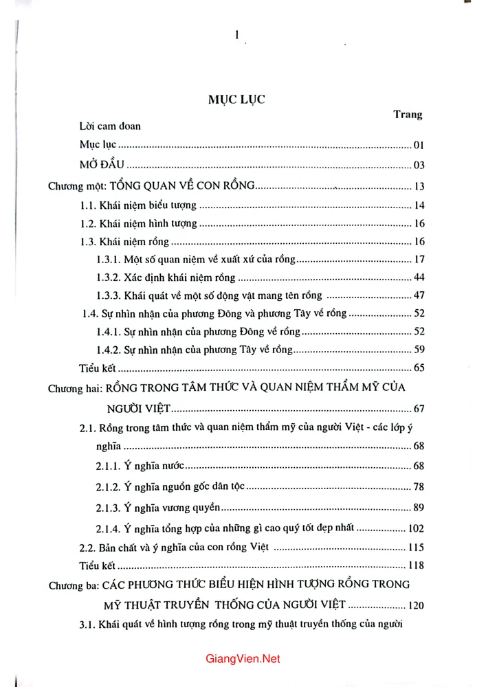 Trang 1 - Ảnh minh họa nội dung sách Luận án Biểu tượng rồng trong mỹ thuật truyền thống của người Việt