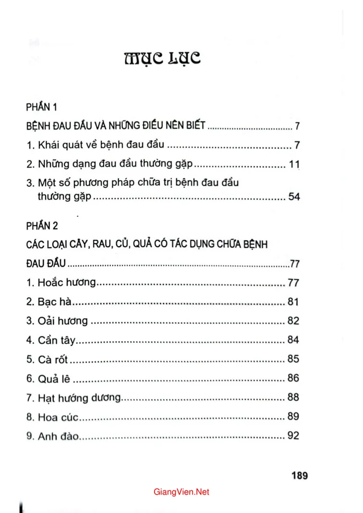 Trang 1 - Ảnh minh họa nội dung sách Món ăn bài thuốc chữa bệnh đau đầu