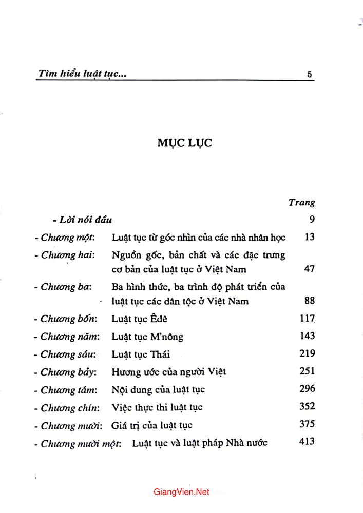 Trang 1 - Ảnh minh họa nội dung sách Tìm hiểu luật tục các tộc người ở Việt Nam