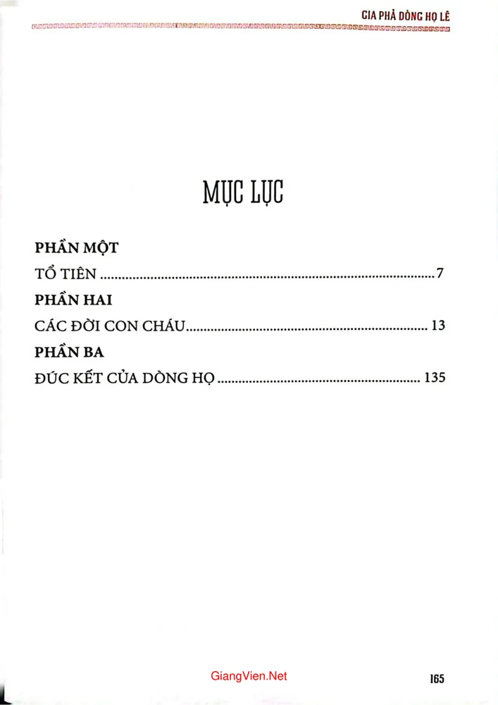 Trang 1 - Ảnh minh họa nội dung sách Gia phả dòng họ Lê