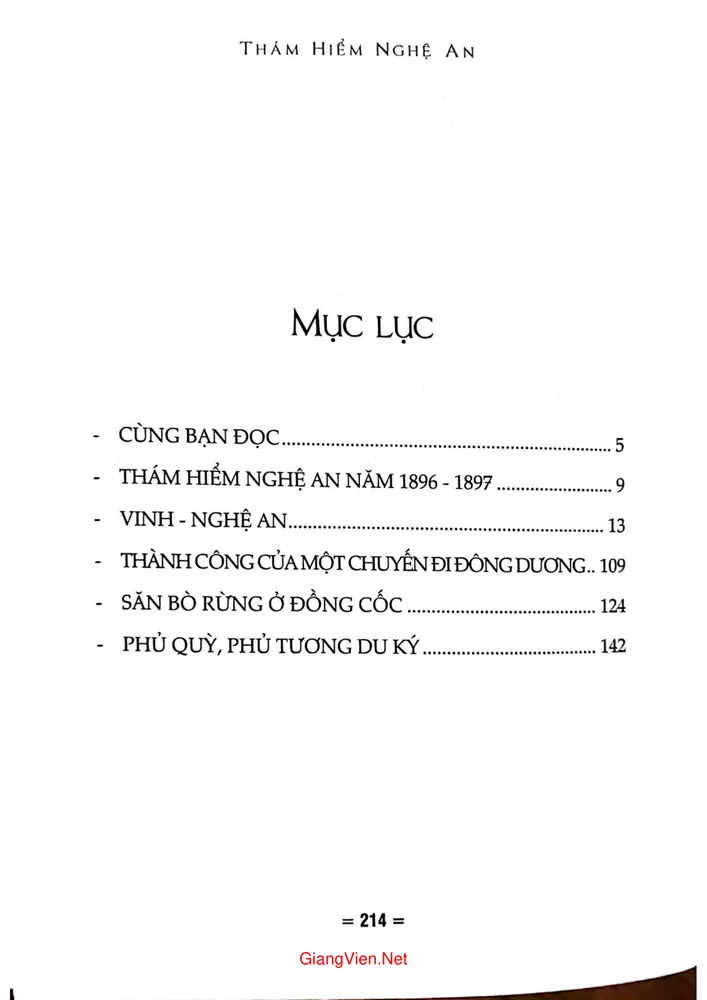 Trang 1 - Ảnh minh họa nội dung sách Thám hiểm Nghệ An