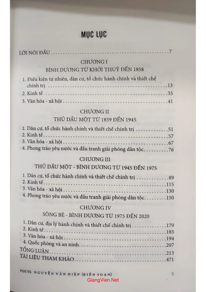 Trang 1 - Ảnh minh họa nội dung sách Lịch sử tỉnh Bình Dương giản lược