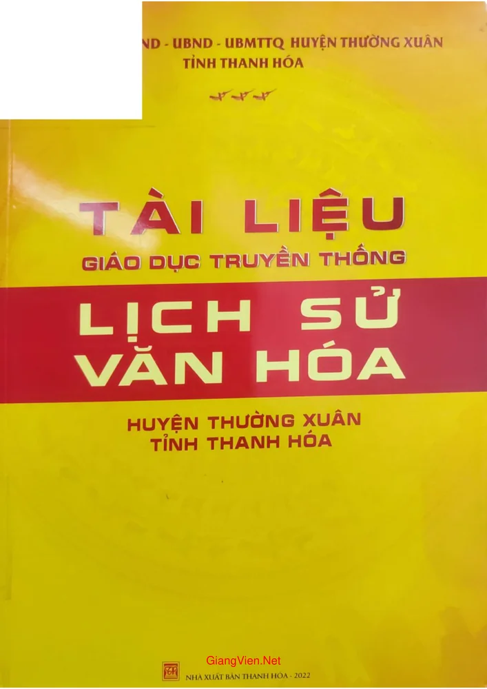 Tài liệu giáo dục truyền thống lịch sử văn hóa huyện Thường Xuân tỉnh Thanh Hóa