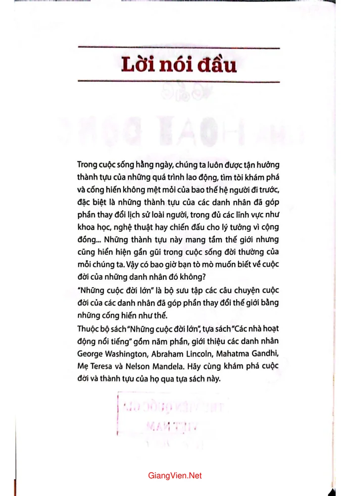 Trang 1 - Ảnh minh họa nội dung sách Các nhà hoạt động nổi tiếng