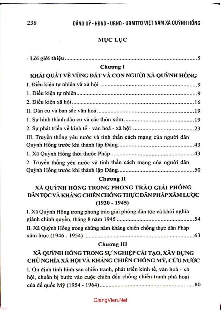 Trang 1 - Ảnh minh họa nội dung sách Lịch sử xã Quỳnh Hồng