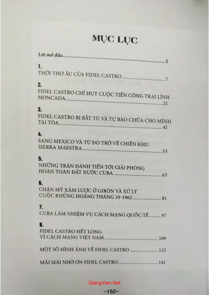 Trang 1 - Ảnh minh họa nội dung sách Fidel Castro Ruz nhà cách mạng quốc tế vĩ đại