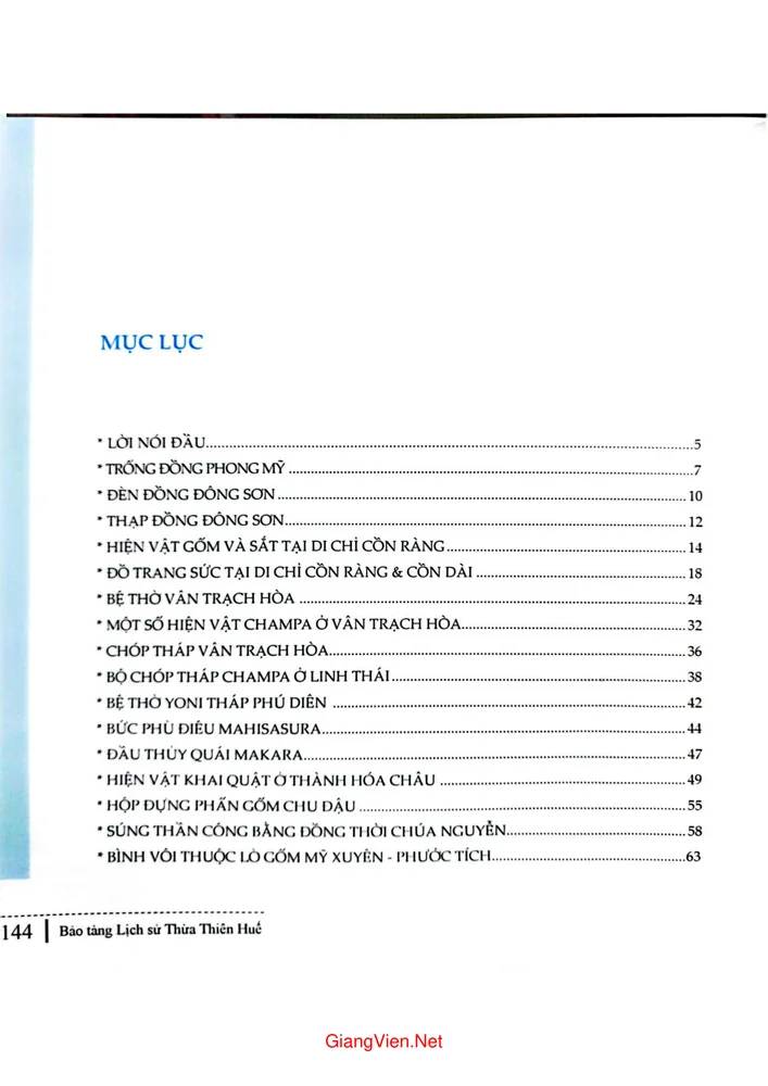 Trang 1 - Ảnh minh họa nội dung sách Một số hiện vật tiêu biểu tại Bảo tàng Thừa Thiên Huế