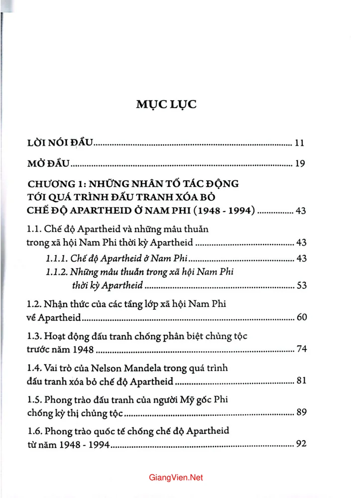 Trang 1 - Ảnh minh họa nội dung sách Quá trình xóa bỏ chế độ Apartheid Nam Phi