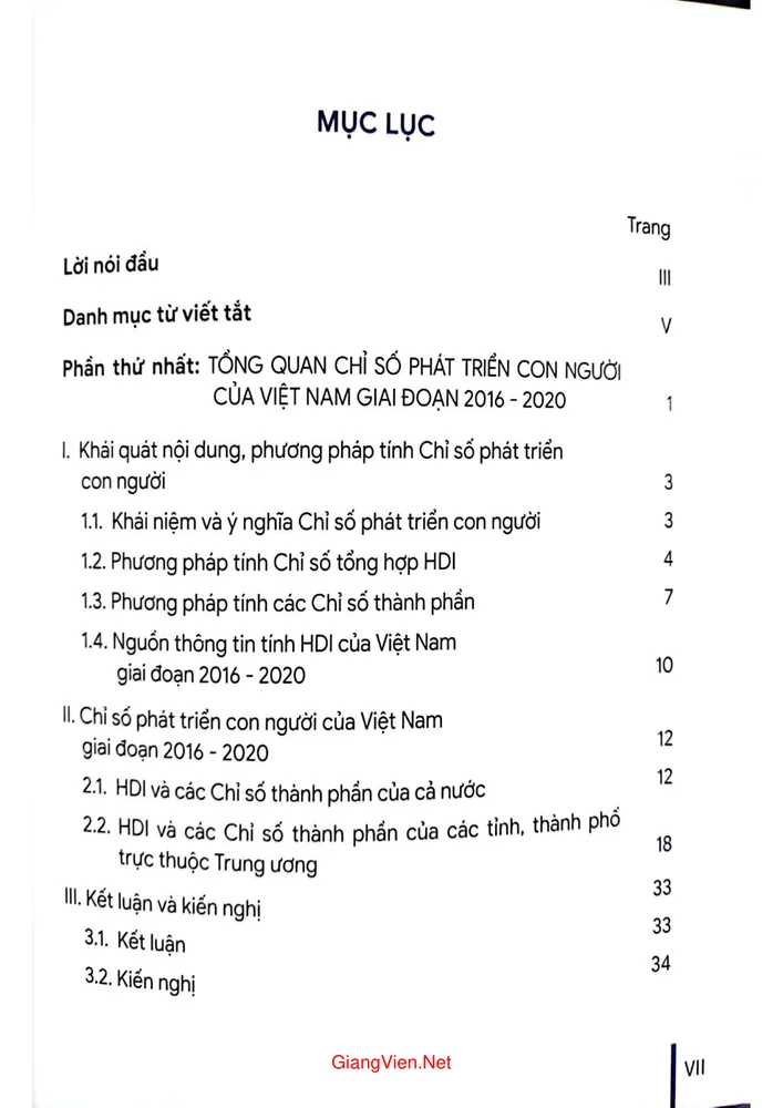 Trang 1 - Ảnh minh họa nội dung sách Báo cáo chỉ số phát triển con người của Việt Nam giai đoạn 2016 đến 2020