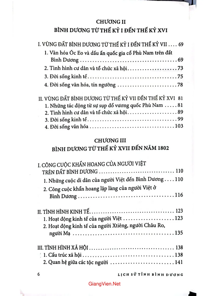Trang 2 - Ảnh minh họa nội dung sách Lịch sử tỉnh Bình Dương, tập 1, từ khởi thủy đến giữa thế kỷ XIX