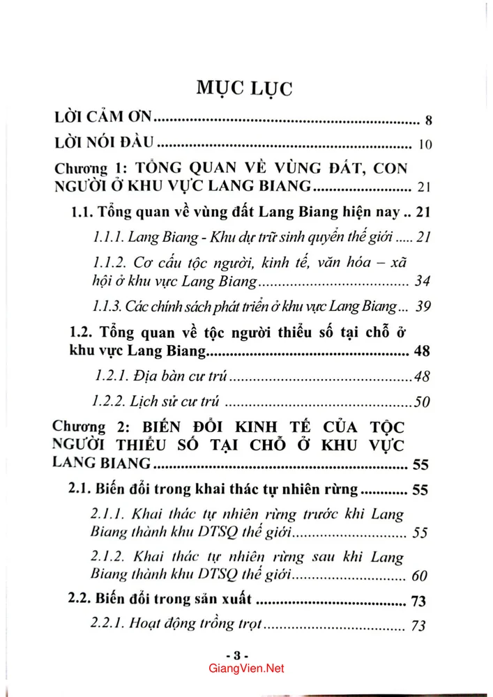 Trang 1 - Ảnh minh họa nội dung sách Biến đổi kinh tế, văn hóa, xã hội của tộc người thiểu số tại chỗ ở khu vực Lang Biang tỉnh Lâm Đồng
