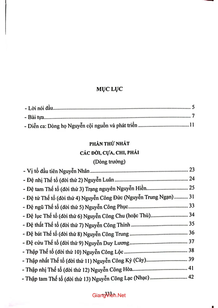 Trang 1 - Ảnh minh họa nội dung sách Lịch sử dòng họ Nguyễn Công - Cội nguồn và phát triển