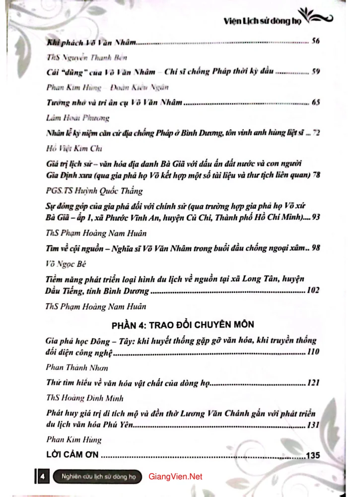 Trang 2 - Ảnh minh họa nội dung sách Nghiên cứu lịch sử dòng họ - Chuyên đề Kỷ niệm 50 năm giải phóng miền Nam, thống nhất đất nước (30 4 1975 - 30 4 2025) - 2025