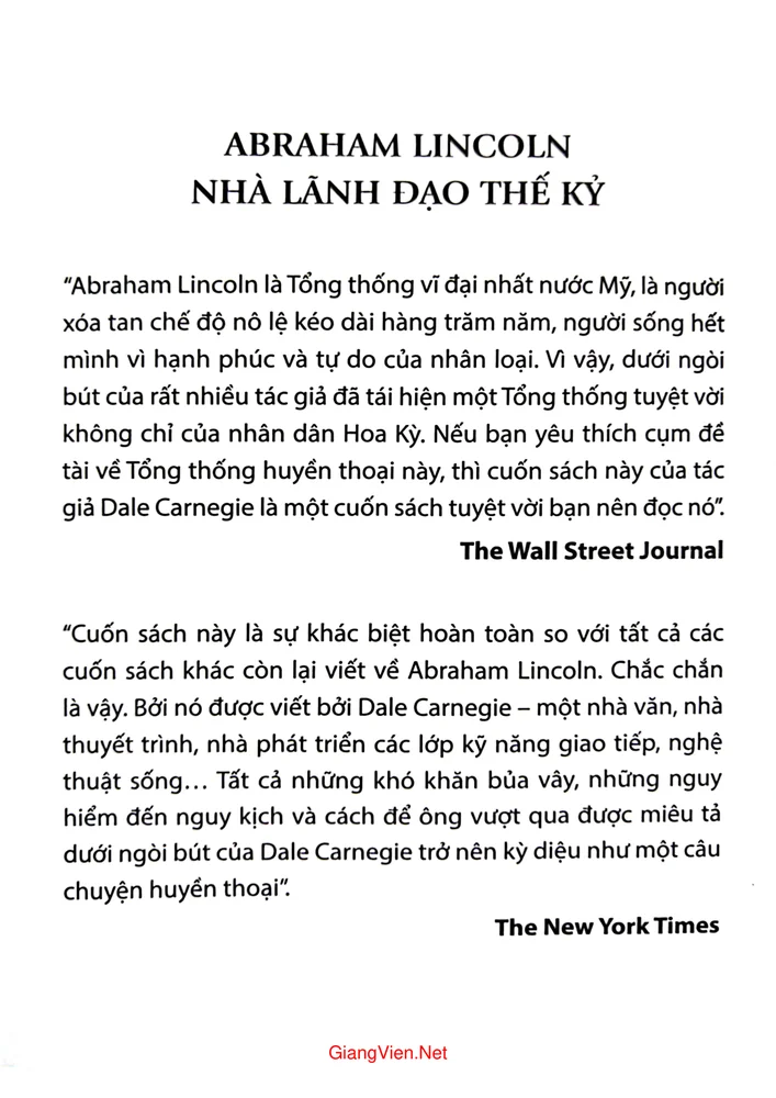 Trang 1 - Ảnh minh họa nội dung sách Abraham Lincoln nhà lãnh đạo thế kỷ