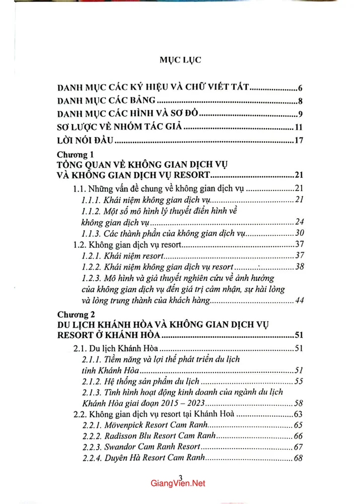 Trang 1 - Ảnh minh họa nội dung sách Không gian dịch vụ Resort tại Khánh Hòa - Sách chuyên khảo