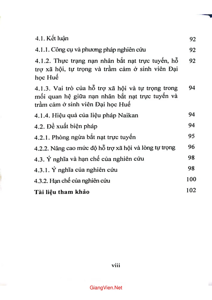 Trang 4 - Ảnh minh họa nội dung sách Bắt nạt trực tuyến, hỗ trợ xã hội, lòng tự trọng và trầm cảm ở sinh viên một số vấn đề lý luận và thực tiễn