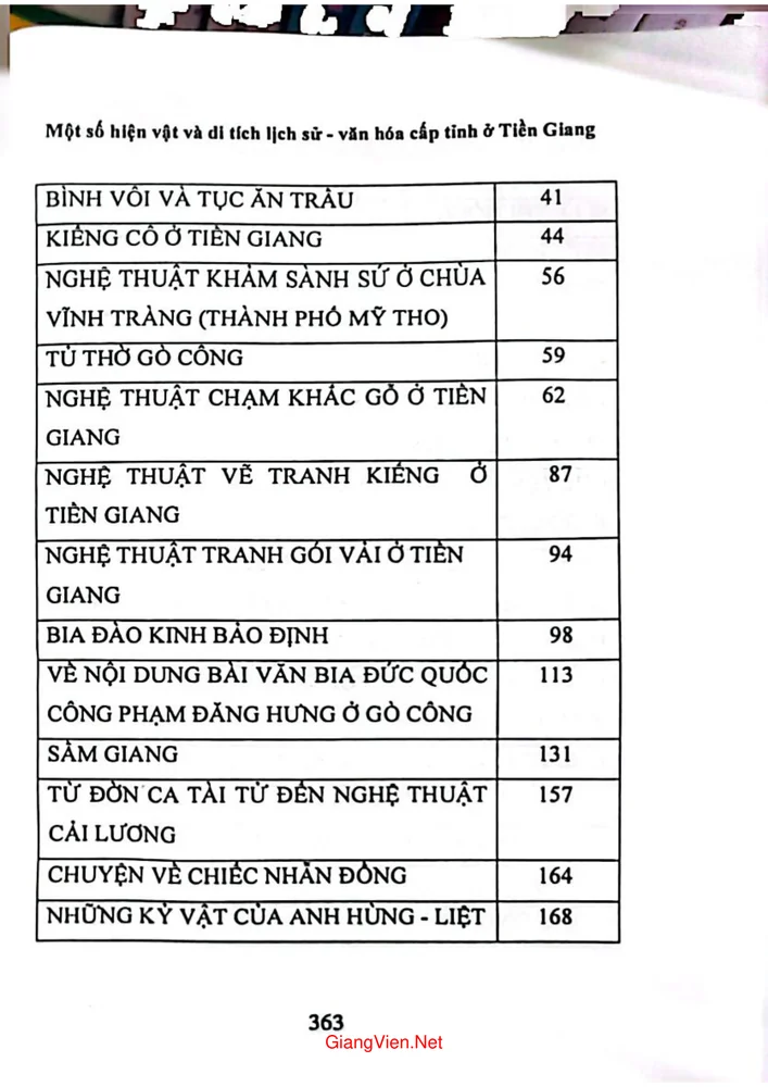 Trang 2 - Ảnh minh họa nội dung sách Một số hiện vật và di tích lịch sử văn hóa cấp tỉnh ở Tiền Giang tập 1