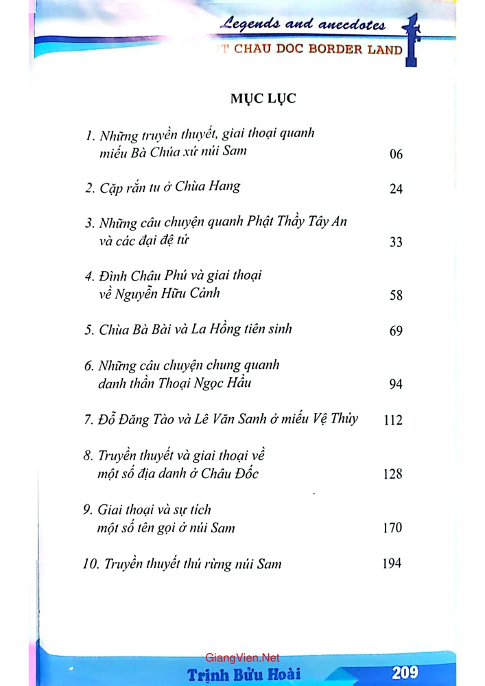 Trang 1 - Ảnh minh họa nội dung sách Truyền thuyết và giai thoại biên thùy Châu Đốc