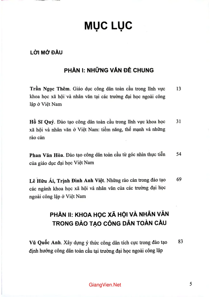 Trang 1 - Ảnh minh họa nội dung sách Đào tạo công dân toàn cầu trong lĩnh vực khoa học xã hội và nhân văn ở các trường đại học ngoài công lập ở Việt Nam