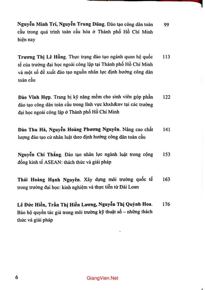 Trang 2 - Ảnh minh họa nội dung sách Đào tạo công dân toàn cầu trong lĩnh vực khoa học xã hội và nhân văn ở các trường đại học ngoài công lập ở Việt Nam