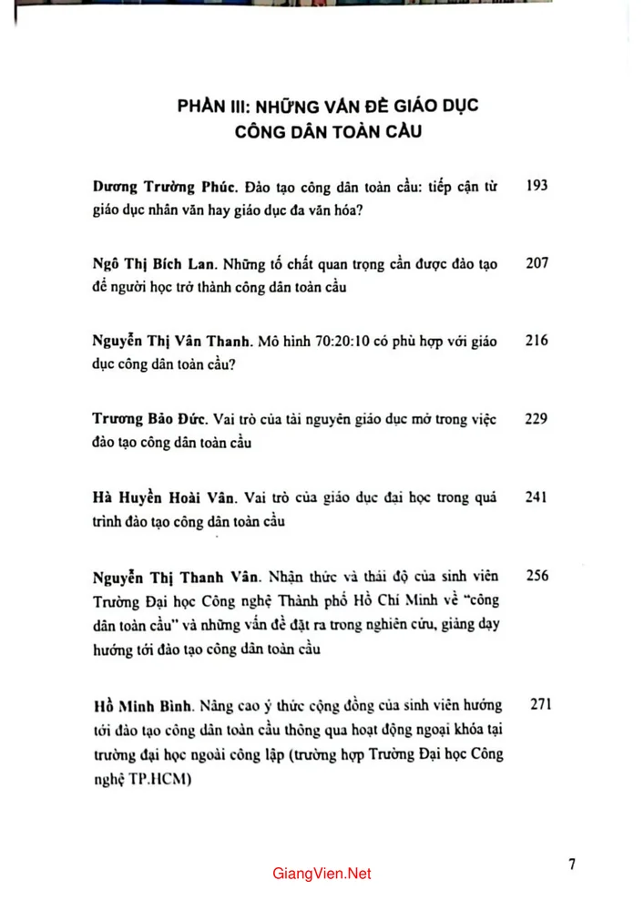 Trang 3 - Ảnh minh họa nội dung sách Đào tạo công dân toàn cầu trong lĩnh vực khoa học xã hội và nhân văn ở các trường đại học ngoài công lập ở Việt Nam