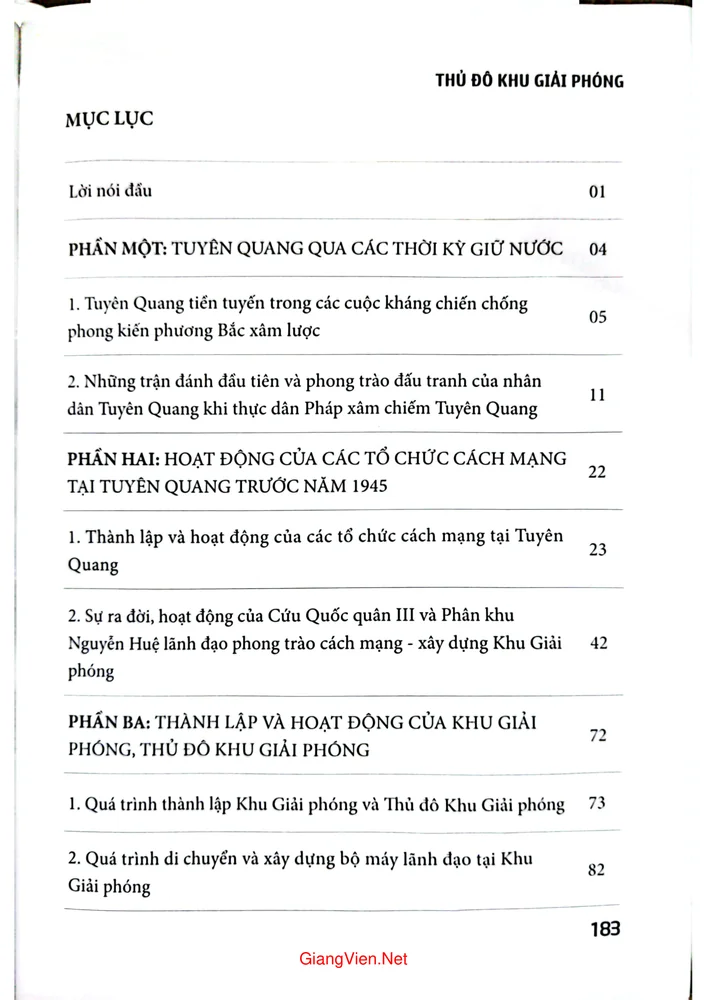 Trang 1 - Ảnh minh họa nội dung sách Tuyên Quang thủ đô giải phóng