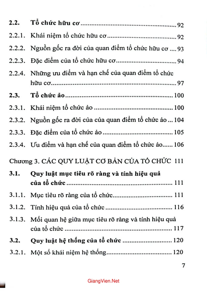 Trang 3 - Ảnh minh họa nội dung sách Bài giảng tổ chức học