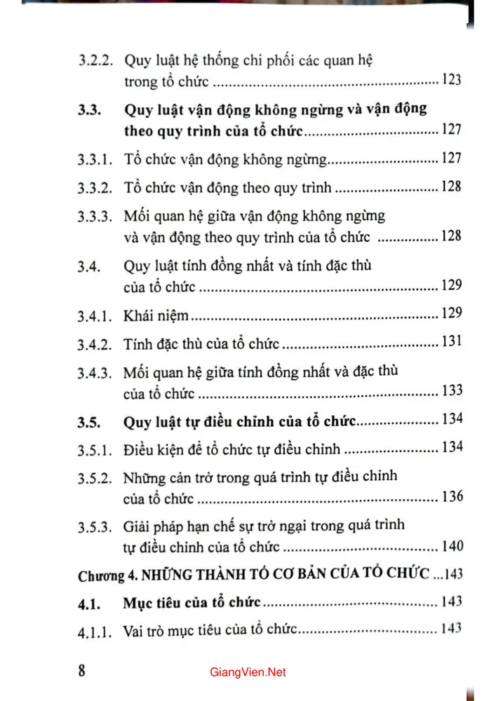 Trang 4 - Ảnh minh họa nội dung sách Bài giảng tổ chức học